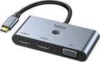 Selore USB C Docking Station 3 Monitors, USB C to Dual HDMI VGA Adapter with One-Touch Multi-Screen Switch and Screen On/Off Button, HDMI Splitter Converter for Dell, HP, Lenovo,MacBook Pro/Air, etc