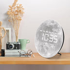 HOMLOVE Digital Wall Clock with Large LED Display, Moon Modern Electric Wall Clock [Plug-in] for All Room, Home, Office, (Moon, 12.59 INCH)