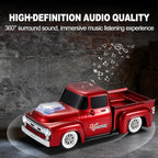 Vintage Pickup Truck Bluetooth Speaker, Retro Truck Model with HD Sound, Built-in Mic, LED Party Lights, TWS Dual Pairing, Multi-Interface Output, Portable Outdoor Speaker for Parties & Beach (RED)