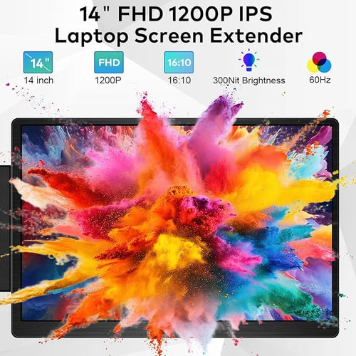 14" Laptop Screen Extender, FHD 1200P IPS Dual/Triple Portable Monitor for Laptop, 360° Flip Left Screen, USB-C/HDMI Plug & Play, Multi Travel Computer Monitor Display for 12-17.3" Win/Mac -S7C