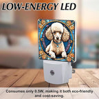 PODMemory Poodle Stained Glass Night Lights Plug into Wall for Room, Poodle Night Light LED for Bedroom