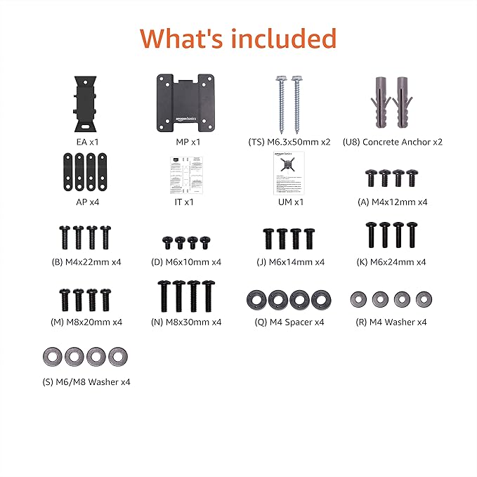 Amazon Basics Tilt TV Wall Mount fits 12-40 inch TVs and VESA 200x200, Black