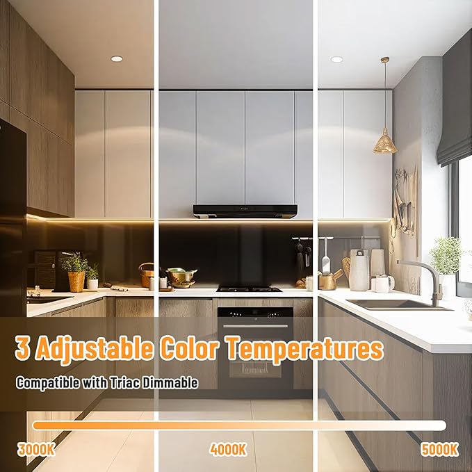 Snyloe 4 Pack 34" LED Under Cabinet Lighting Hardwired, 22W 1800LM 3CCT Adjustable (3000K/4000K/5000K), Plug-in Hardwired, Linkable Up to 10 Lights, 45° Rotatable Design