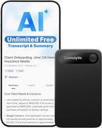 Comulytic Note Pro AI Voice Recorder, Unlimited Transcribe & Summarize, One Tap Recording Device with AI Note Taking, Support 113 Languages, 64GB, Audio Recorder for Calls, Meetings, Lectures, Black