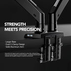 HUANUO NITROGLIDE™ Dual Monitor Stand for 13″–40″, Premium Dual Monitor Mount with USB, Height Adjustable Monitor Stand for 2 Monitors, VESA Mount with Clamp/Grommet Base, Holds 26.4lbs per Arm, HNDS7