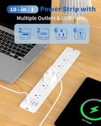 Inhwatek Recessed Power Strip, Surge Protector with USB Ports, Flush Mount Power Strip, 6Ft Flat Plug Extension Cord for Home Office Desk Kitchen Behind Furniture