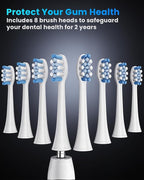 Onlyone Sonic Electric Toothbrush for Adults, Rechargeable Ultrasonic Electric Toothbrush with 8 Brush Heads, Travel Case, Charging Base & Wireless Charging - 5 Modes with Smart Timer