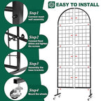 Asee'm Grid Wall Panels Display Stand 2' x 5.2' FT Black Movable Wire Grid Wall Display Rack Heavy Floorstanding Detachable Girdwall Panel with T-Base for Craft Show Rack, Retail Displays 2PCS