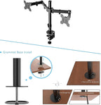 Rocelco 46" Height Adjustable Standing Desk Converter with AC USB Charger and Double Monitor Mount Arm - Sit Stand Up Triple Screen Riser Workstation - Keyboard Tray - Black (R DADRB-46-ACUSB-DM2)