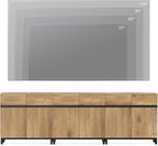 WAMPAT Modern TV Stand for TVs up to 110 inch, 3 in 1 Wood Entertainment Center TV Console Table with Adjustable Shelves and Metal Base for Living Room,Bedroom,Oak