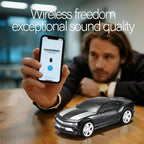 WSTER Sports Car Model Bluetooth Speaker with Stereo Sound, TWS Pairing, LED Party Lights, USB/TF Playback, Movable Wheels, Unique Retro Car Gifts (Black)