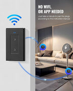 Black Remote Control Outlet Plug, WILAWELS Wireless Light Switch, On Off Remote Switch Outlet for Lights, Lamps, Home Appliance, 100ft RF Range, FCC Listed (1 Controller + 2 Outlets) H05RC1206