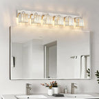 FDPBY Modern Vanity Light 6-Lights Brushed Nickel Vanity Light Crystal Bathroom Wall Light Bathroom Light Fixtures