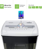 Aurora AU1285MD Compact Desktop-Style High Security 12-Sheet Micro-Cut Paper and CD/Credit Card/Junk Mail Pullout Basket Shredder, White/Black