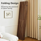 ALeesing 6 Panel Pegboard Room Divider, 5.6Ft Pegboard Display Folding Privacy Screens, Wood Room Divider Peg Board Display Freestanding for Trade Show Craft Show Home Wall Organizer, Brown