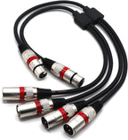 SiYear XLR Splitter Cable - XLR Female to Dual Male 3 Pin Patch Y Cable Balanced Microphone Splitter Cord Audio Adapter (50CM-2PACK)