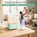 Bottle Sterilizer and Dryer, All-in-One Electric Steam Sterilizer Bottle Sanitizer for Baby Bottles, Pump Parts Accessories Newborn Essential (Green)