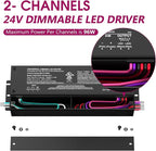 EMITEVER 192W Dimmable LED Driver, 24V 5-in-1 Dimmable Power Supply,2-Channels AC to DC Transformer for LED Light, Compatible with Lutron and Leviton Dimmer, Waterproof IP67 and UL Listed, Class 2