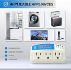 BSEED Surge Protector for Home Appliance 3 Outlet Surge Protector for Refrigerator Voltage Protector for TV, PC, PS5, Air-Conditioning and Other Valuable Household Electronic 125V, 1875W, 4 Pack