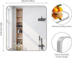 FORBATH 40x36 Inch Silver Bathroom Mirror for Over Sink, Large Rectangular Wall Mirror with Metal Frame, Rounded Corners for Bathroom, Bedroom, Entryway Decor (Horizontal or Vertical)