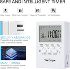VIVOSUN 7 Day Programmable Digital Timer with Dual Outlet, 20 On/Off UL Listed Heavy Duty Plug-in Outlet Timer with Countdown Setting, Indoor for Lamp, Fan, Heater, Humidifiers, Aquarium (2 Pack)