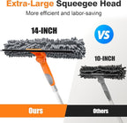 ARTIPOLY 20 Ft High Reach Window Squeegee with 5-12Ft Extra-Thick Aluminum Telescopic Extension Pole| 14" Extra-Large 2-in-1 Window Cleaner Tool| Window Washer for Indoor/Outdoor Window,RV,Truck Glass