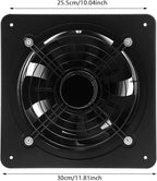 XUFOPLY 10 Inch Exhaust Fan, 110V 100W Wall Mounted Vent Fans 2600RPM Kitchen Bathroom Windows Fan Metal Extractor Fan for Attic, Garage, Window Ventilation (Black, 10 Inch)
