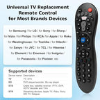 Universal Remote Control for Samsung/LG/Vizio/Hisense/TCL/Sony/Philips/Insignia/Sharp/Panasonic/JVC/Toshiba/Element/Sanyo TV and Other Brand Smart TVs,Streaming Players,DVD,Blu ray Player,Soundbar
