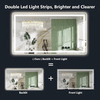 YEELAIT 60x38 Inch LED Bathroom Mirror with Lights Front and Backlit Lighted Vanity Mirror for Bathroom Wall with 3 Colors Dimmable Anti-Fog Memory Shatter-Proof IP54 Waterproof Horizontal/Vertical