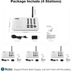 Wuloo Intercoms Wireless for Home 5280 Feet Range 10 Channel 3 Code, Wireless Intercom System for Home House Business Office, Room to Room Intercom, Home Communication System (4 Units Set, White)
