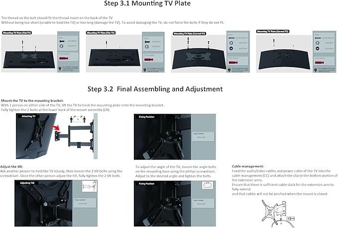 Amazon Basics Full Motion Articulating TV Wall Mount, with Swivel and Tilt, for 26" to 55" TVs and Flat Panels up to 80 Lbs, VESA Compatible, Black