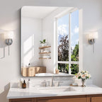 CILIBER Frameless Wall Mirror, 30" x 36" Rectangle Bathroom Mirror Rounded Corner, HD Shatterproof Vanity Mirror with Polished Edge for Over Sink, Bedroom, Entryway, Vertical or Horizontal