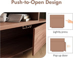 Extendable TV Stand for 65-100 Inches TVs - Walnut Entertainment Console with 2 Cabinets, 3 Open Compartments & 1 Adjustable Shelf, Cable Management, Adjustable Length 63''-94.5'' (Walnut, 63"-94.5")