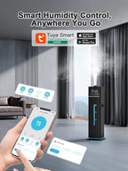 Zeova 9L/2.4Gal Smart Cool Mist Humidifier, Top Fill Quiet Humidifier Large Room, Covers 550ft², App & Remote Control, 60H Runtime, 7 Colors Light, 4 Mist Modes Humidifiers for Bedroom, Office, Black