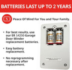 Garage Door Minder® Version II. 100% Wireless. Installs in Two Minutes! No Wi-Fi. in-Home Monitor & Alert System. Great for Seniors!