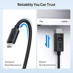 Cable Matters Unidirectional USB C to HDMI 2.1 Cable - 15ft, Support 4K@240Hz and 8K@60Hz, HDR - Thunderbolt 4, Thunderbolt 5, USB 4 Compatible with MacBook Pro, XPS, ThinkPad - Max 4K@60Hz on macOS