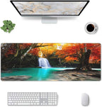 Deep Forest Waterfall Extended Big Mouse Pad Large,XL Gaming Mouse Pad Desk Pad,31.5x11.8inch Long Computer Keyboard Mouse Mat Mousepad with 3mm Non-Slip Base for Home Office Work