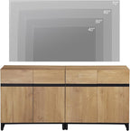 WAMPAT Modern TV Stand for TVs up to 70 inch, 2 in 1 Entertainment Center TV Console with Adjustable Shelves and Metal Base for Living Room,Bedroom,Oak