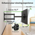 USX MOUNT Full Motion TV Wall Mount - Universal Single Stud Corner Bracket for 13-32 inch TVs, Monitor Wall Mount for LCD Monitor Swivel Tilt Rotation Articulating, VESA100x100mm, Up to 33LBS