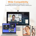 TONEOF Portable Selfie Light,Rechargable 60 LED PhoneLight with Clip & Double 1/4" Screw Hole,2500k-9000K Dimmable for iPhone,Android,Laptop,Tablet,Selfie/Video Conference