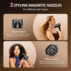 Ionic Hair Dryer with Diffuser and Concentrator- 180000 RPM High Speed Blow Dryer, 3 Min Fast Drying, Heat-Control, Low Noise, Lightweight, Salon Professional Blow Dryer for Women, Men (Blush Pink)