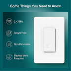 TREATLIFE Smart Switch 4 Pack, 2.4Ghz WiFi Light Switch Single-Pole, Neutral Wire Required, Works with Alexa, Google Home and SmartThings, Smart Home Remote Control, FCC Listed