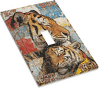 Bvtewkhz Tiger Vintage 1 Gang Single Toggle Decorative Outlet Covers Light Switch Plate Electrical Receptacle Switchplate For Bathroom Kitchen Bedroom