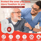 Wireless Caregiver Pager SOS Call Button for Elderly Monitoring 1000+ Feet Life Alert，Emergency Alert System Call Bell for Nurse Patient Disabled 1 Waterproof Transmitter & 1 Plugin Receiver