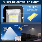 LYKENTOR Solar Lights Outdoor Waterproof IP65: 2 Pack 10000mAH Solar Street Light, Dusk to Dawn Outdoor Solar Lights for Yard, Basketball Court, Parking Lot Lights Commercial with Remote Control