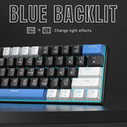 Camiysn 60% Mechanical Gaming Keyboard,White Black Blue Keycaps Gaming Keyboard with Linear Red Switch, Detachable Type-C Cable Mini Keyboard with Blue LED Light for Windows/Mac/PC/Laptop