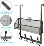 Kaiferty Over The Door Hooks Organizer, Coat Rack Over The Door Storage Hanger Towel Rack, Back of Door Storage Organizer for Bathroom,Bedroom,Kitchen,Office (Black, 2-Tier)
