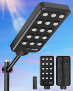 Gefolly G-15000W Solar Street Light Outdoor, Wide Angle Commercial Parking Lot Light Dusk to Dawn 6500K IP67 Flood Security with Motion Sensor Lamp for Yard, Basketball Court