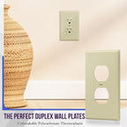 ENERLITES Duplex Receptacle Outlet Wall Plate, Midway Size 1-Gang 4.88" x 3.11", Unbreakable Polycarbonate Thermoplastic, 8821M-I, Ivory
