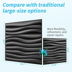 Art3d 20 Pack Decorative 3D Wall Panels, 19 Sq.Feet PVC Interior Wall Décor, 11.8"x11.8", Black